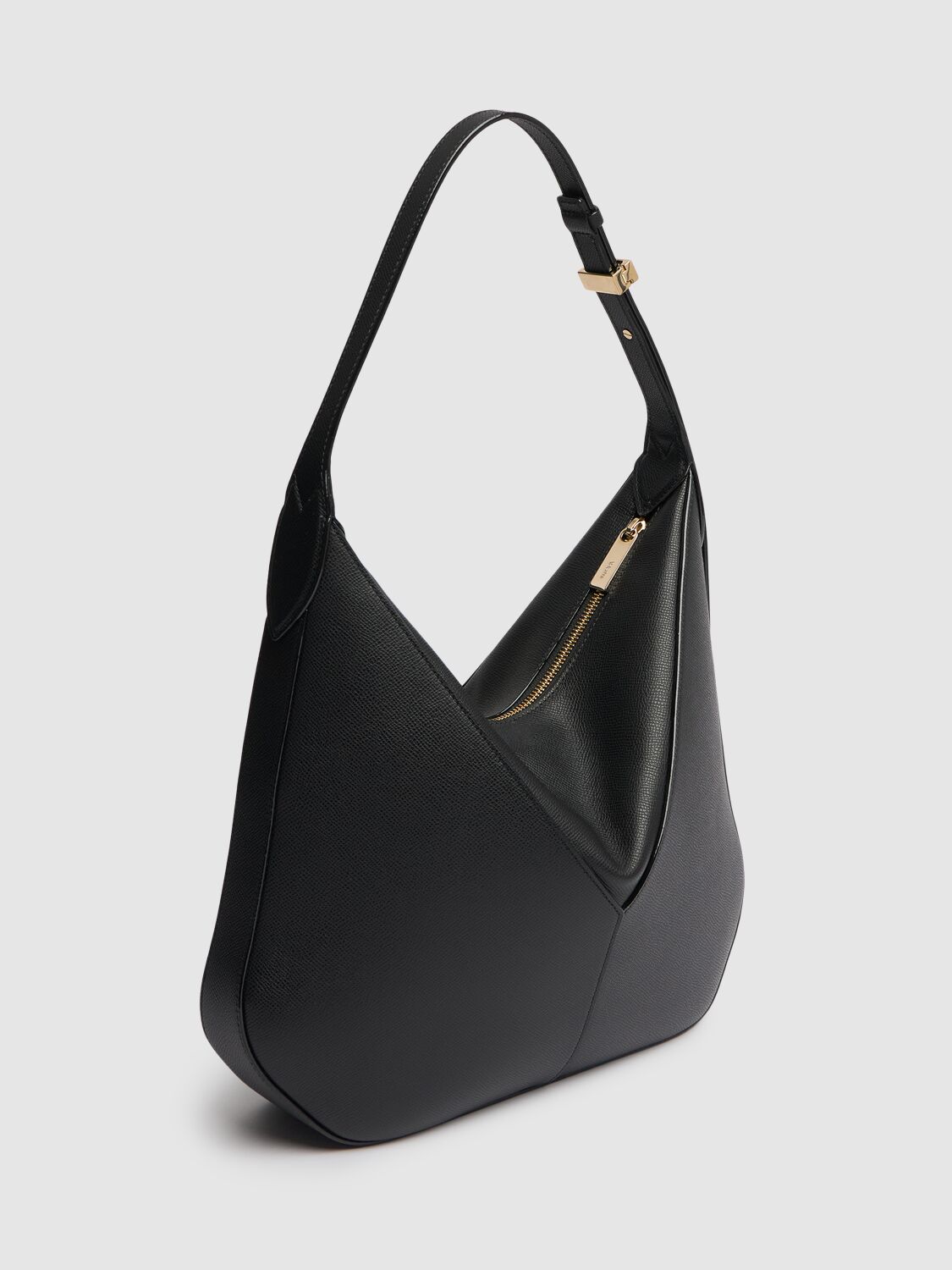 Shop Valextra Small Vivi Leather Shoulder Bag In Black