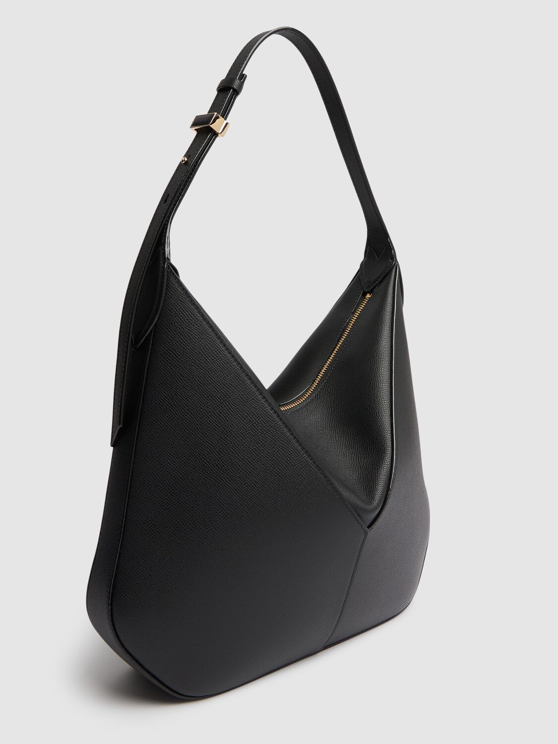 Shop Valextra Small Vivi Leather Shoulder Bag In Black