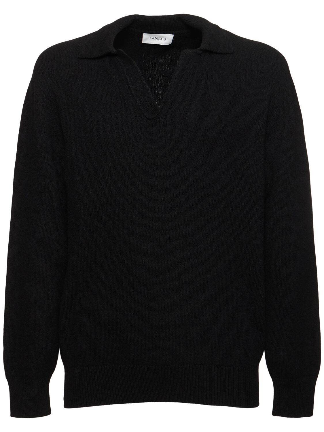 Shop Laneus Knitted Polo Sweater In Black