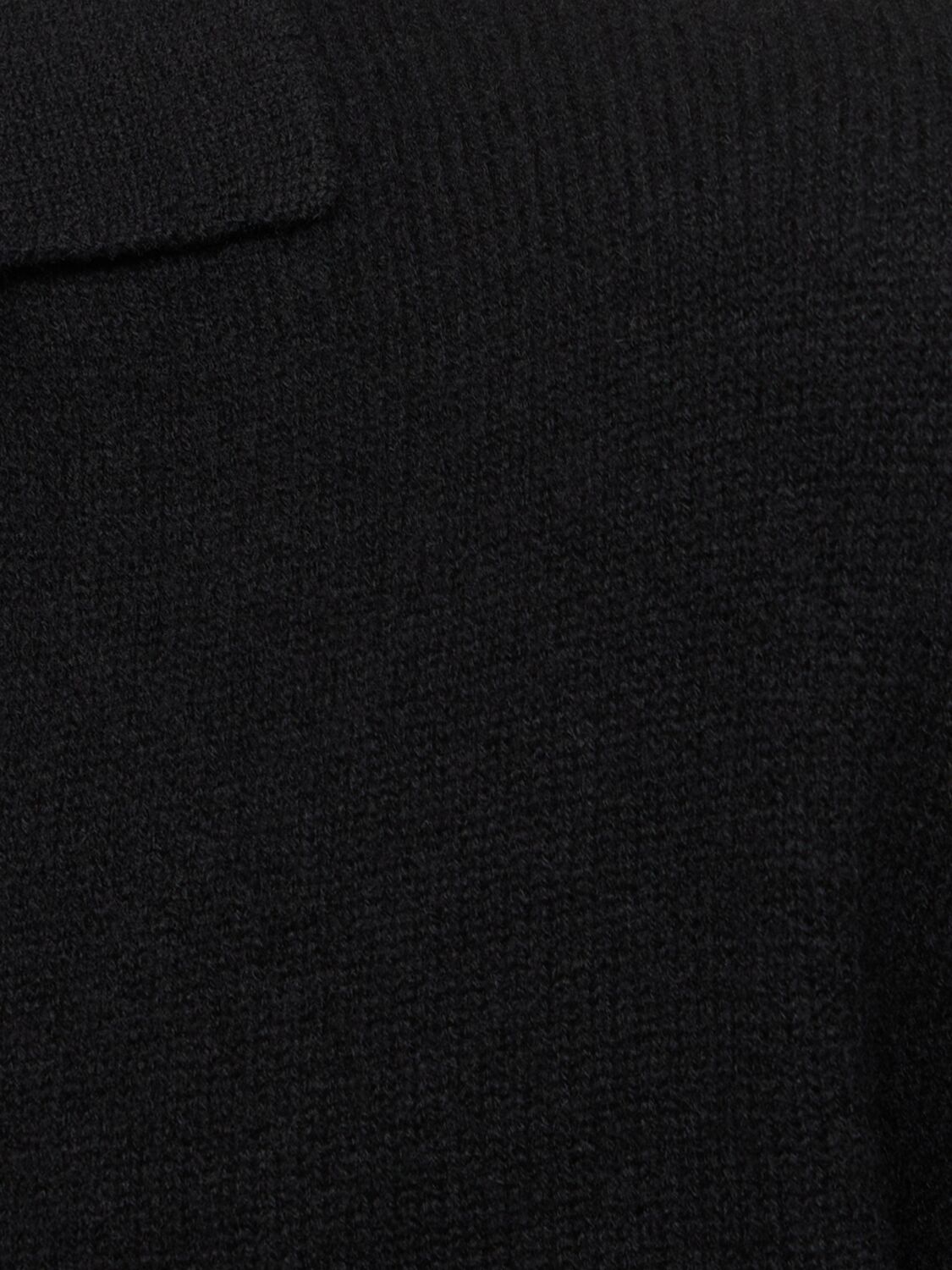 Shop Laneus Knitted Polo Sweater In Black