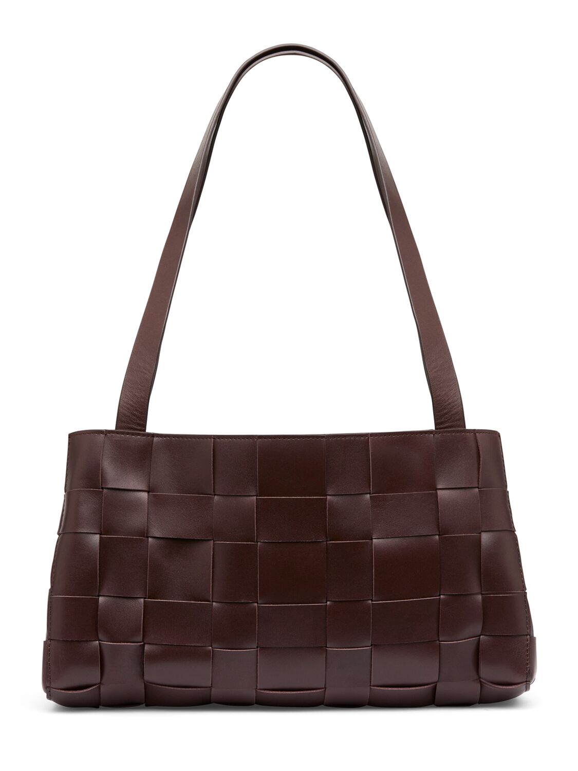 St.agni Slim Woven Leather Shoulder Bag In Chocolate