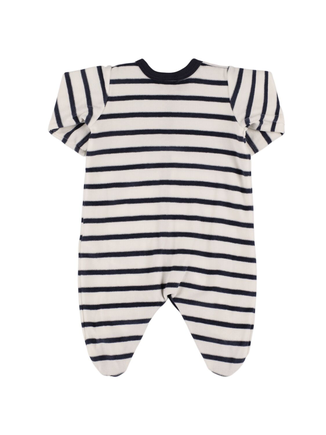 Shop Petit Bateau Printed Cotton Romper In White/blue