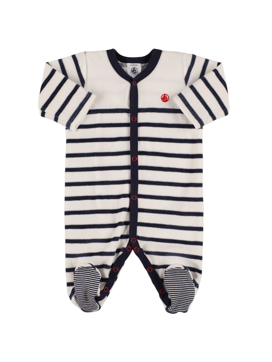 Petit Bateau Printed Cotton Romper In White/blue