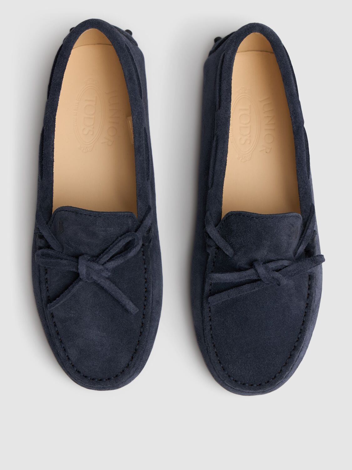 Shop Tod's Junior Gommino Suede Loafers W/laces In Blue