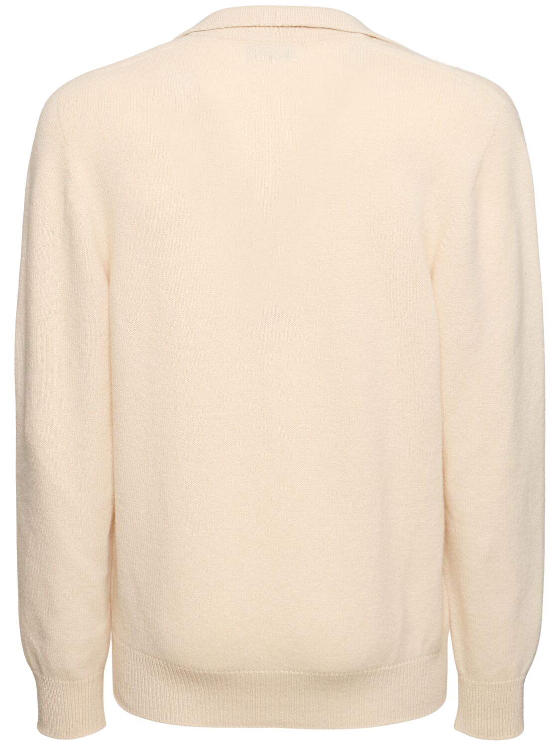 Shop Laneus Knitted Polo Sweater In White