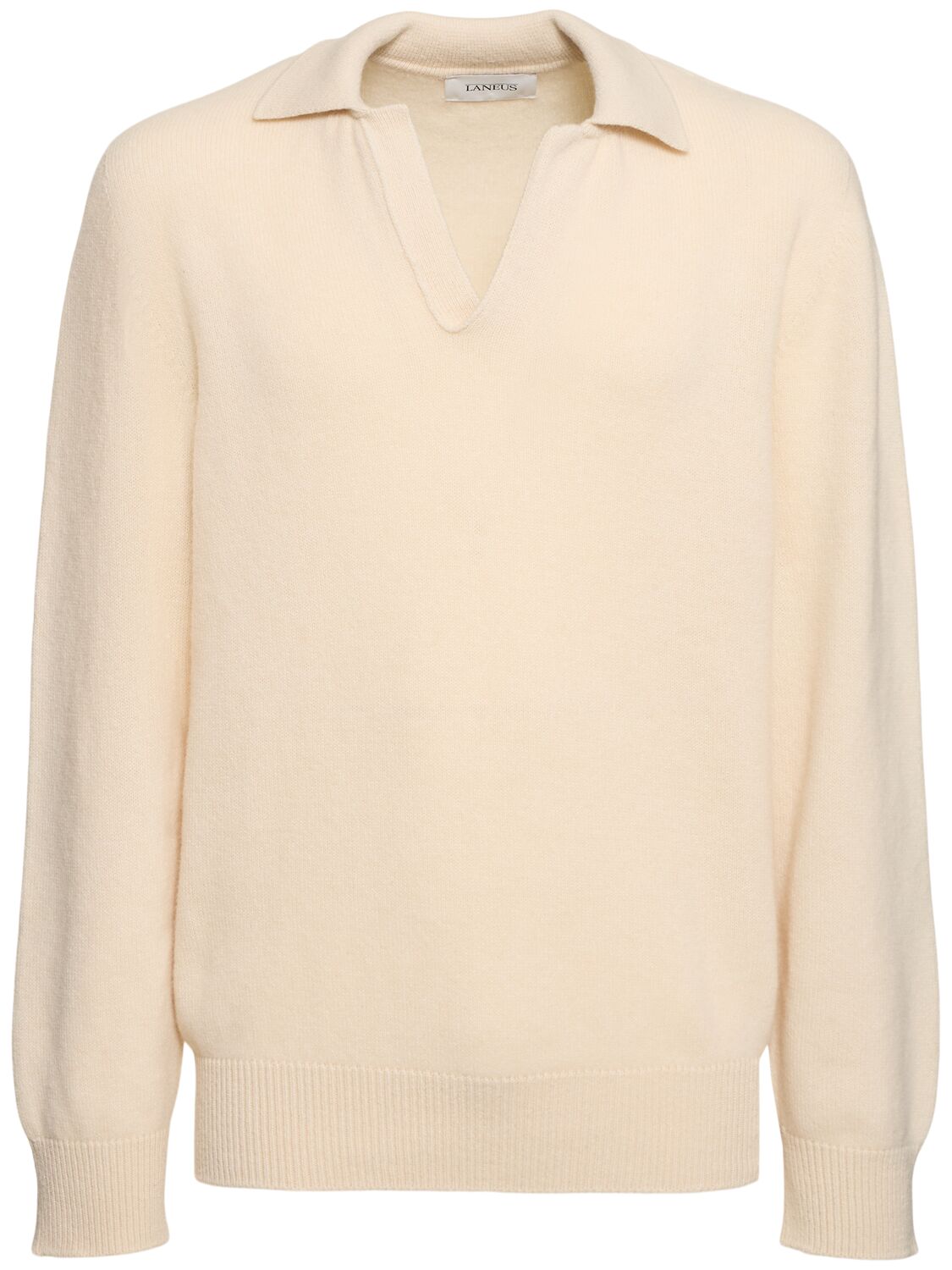 Laneus Knitted Polo Jumper In White