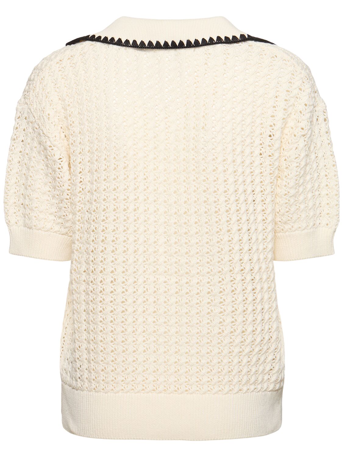 Shop Varley Monte V-neck Cotton Knit Polo In Egret