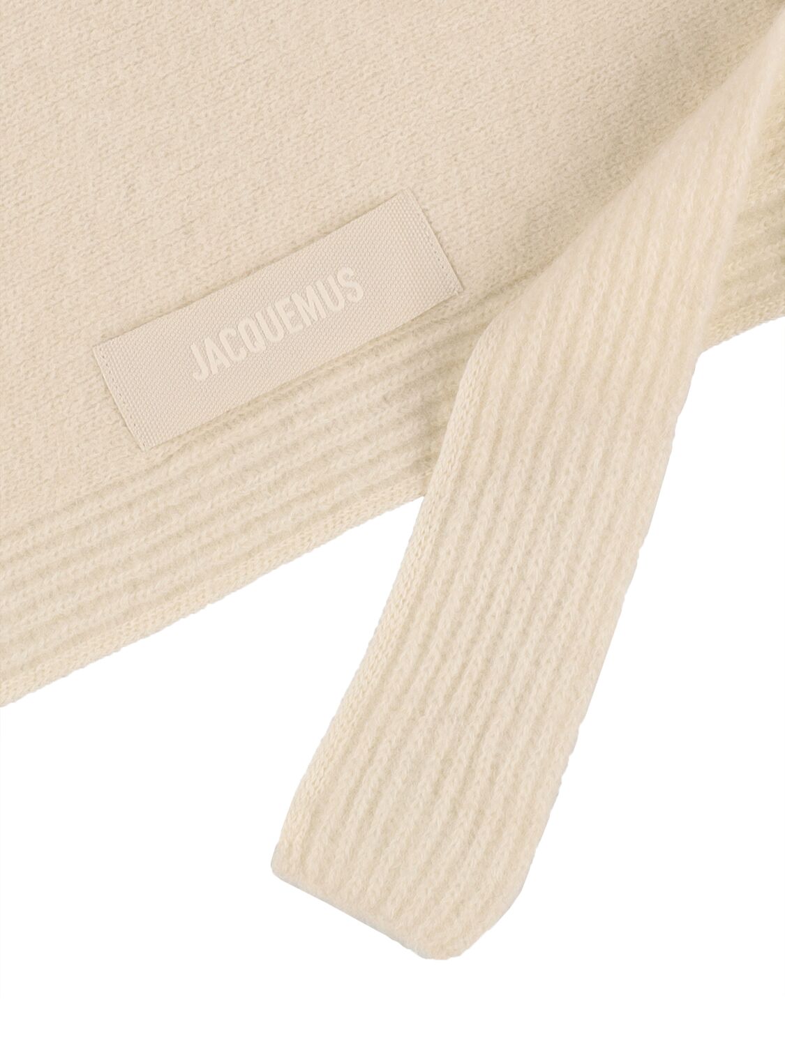 Shop Jacquemus Les Chale Gros Grain Alpaca Blend Scarf In Off-white