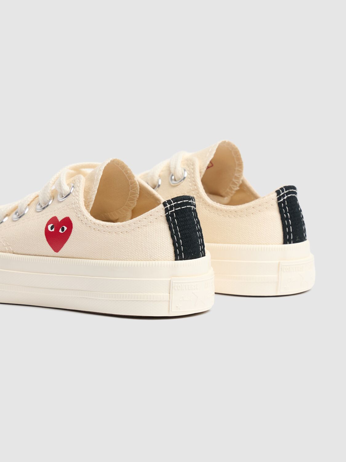 Shop Comme Des Garçons Play Play Converse Cotton Low Sneakers In Beige