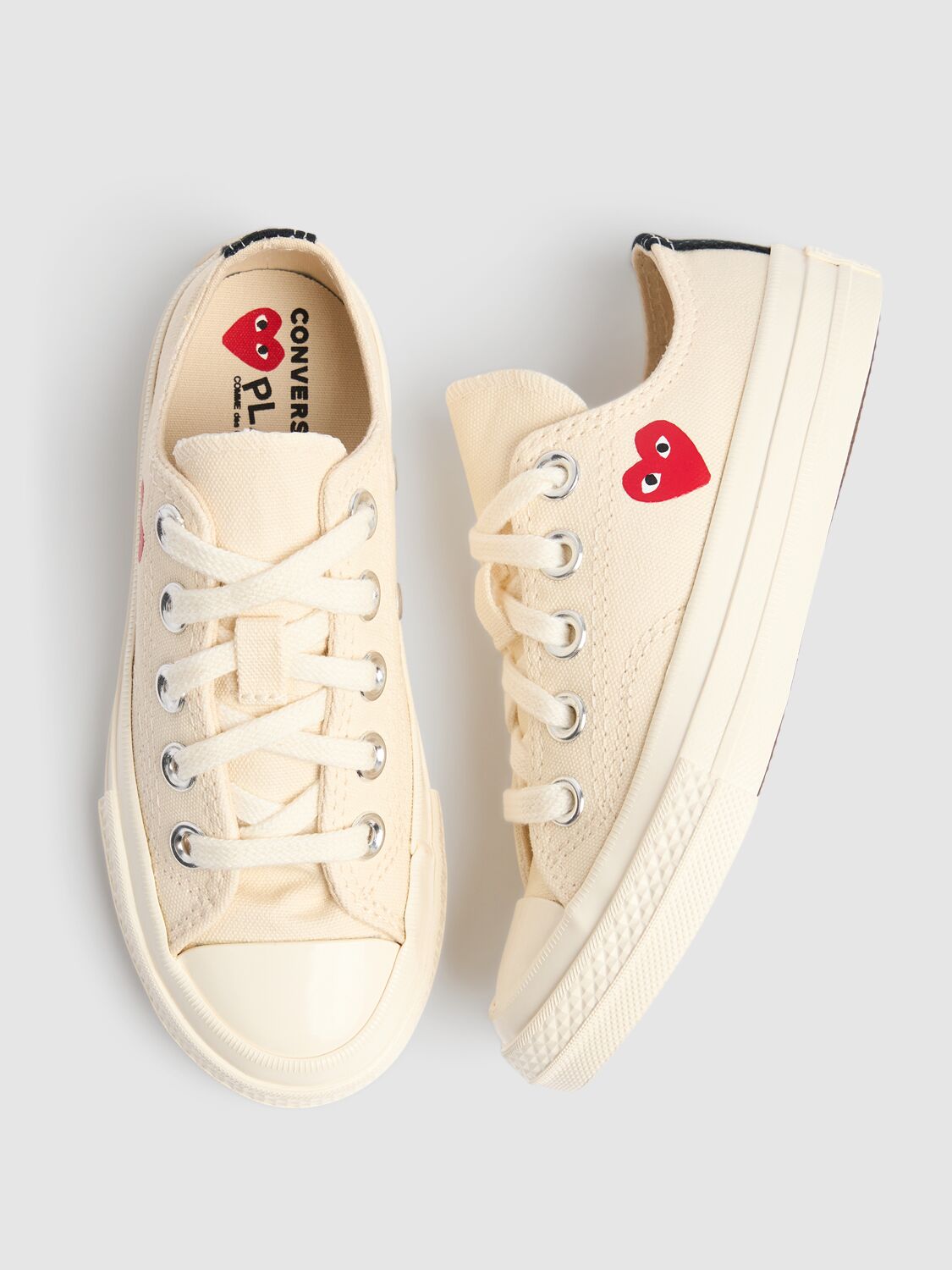 Shop Comme Des Garçons Play Play Converse Cotton Low Sneakers In Beige