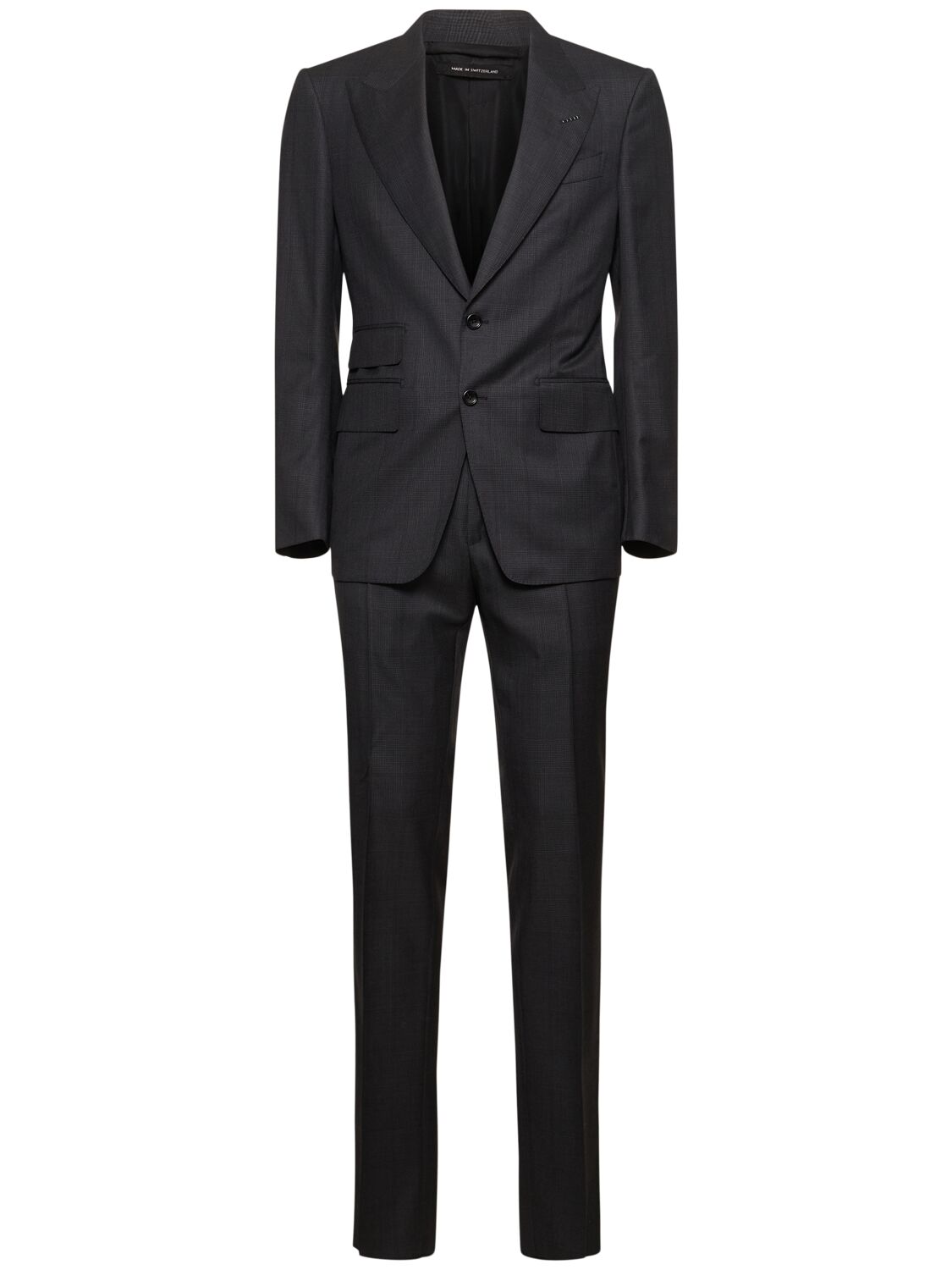 Tom Ford Shelton Peak Lapel Prince Of Wales Suit In Mult Dark Grey