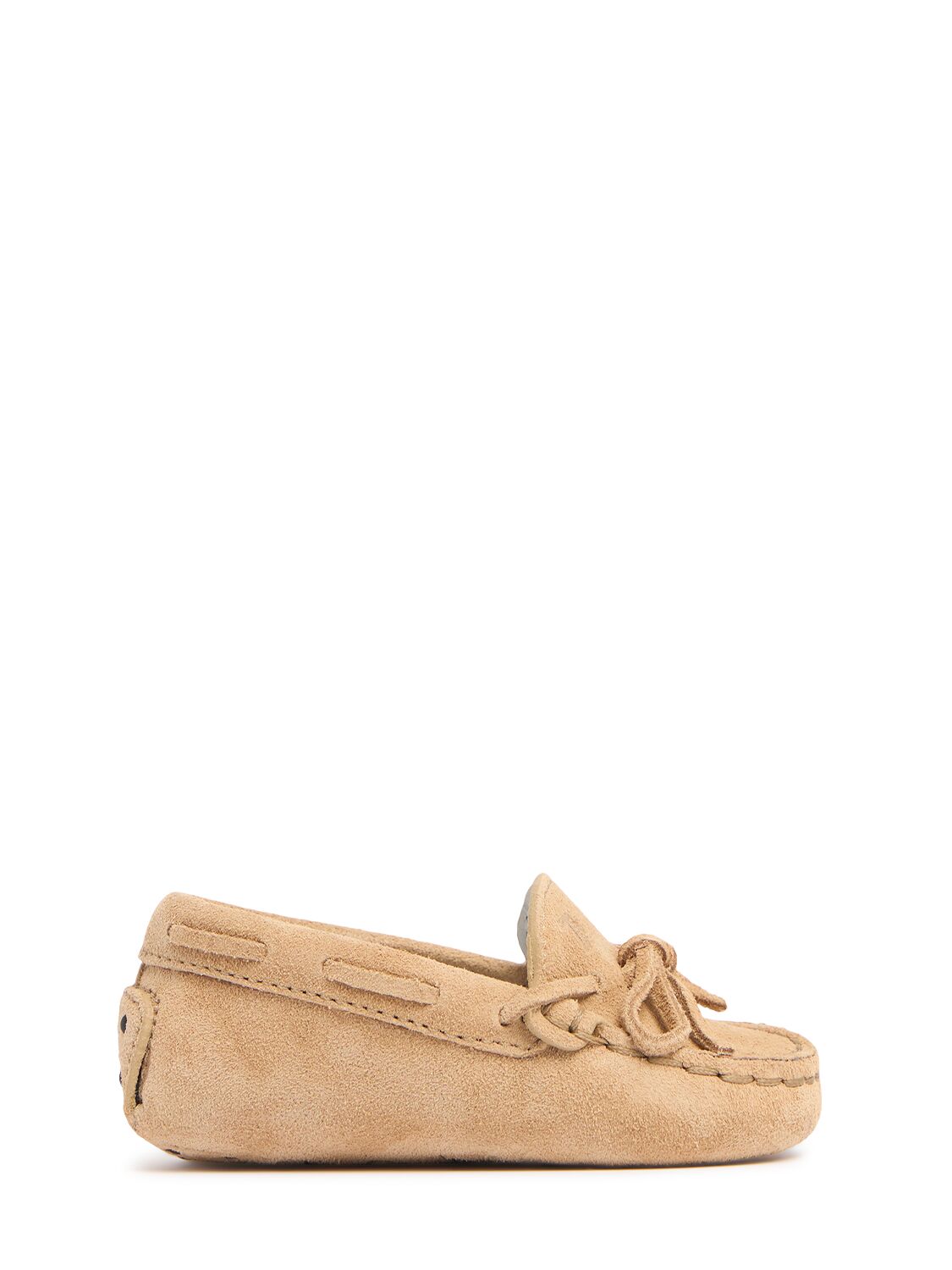 Tod's Junior Gommino Suede Loafers W/laces In Gold