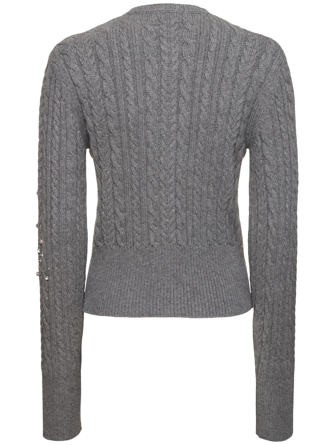 Shop Des Phemmes Embellished Cable Stitch Knit Cardigan In Grey