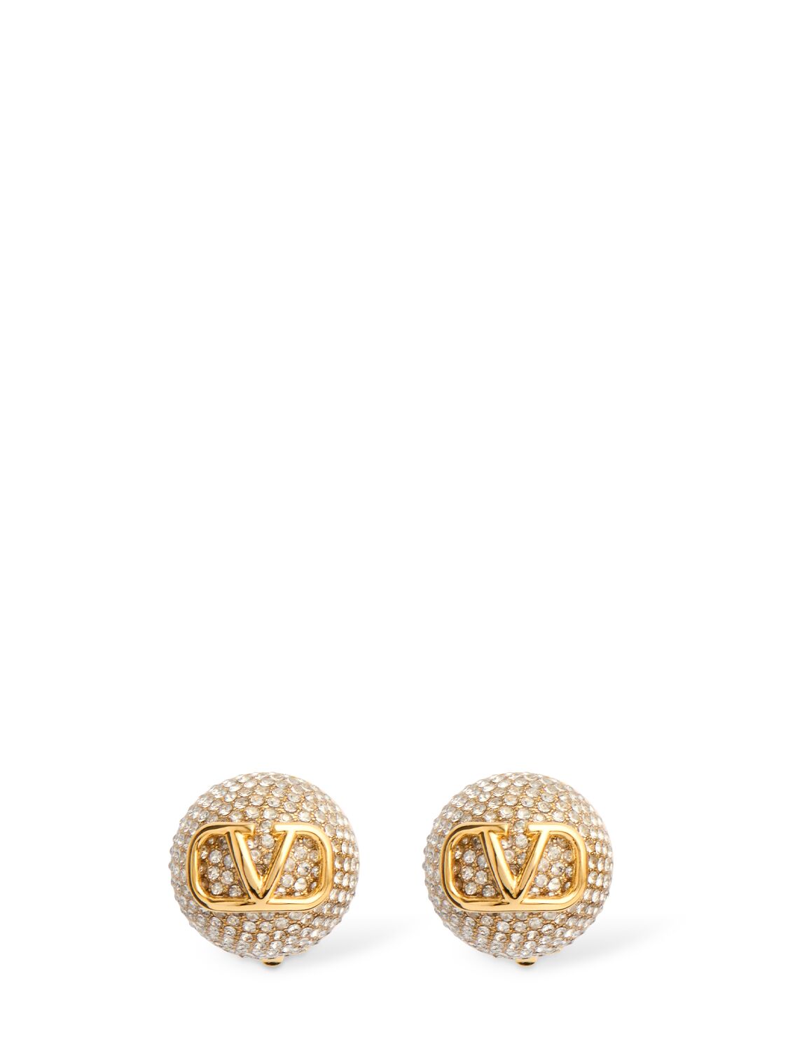 Valentino Garavani Vlogo Signature Crystal Earrings In Gold