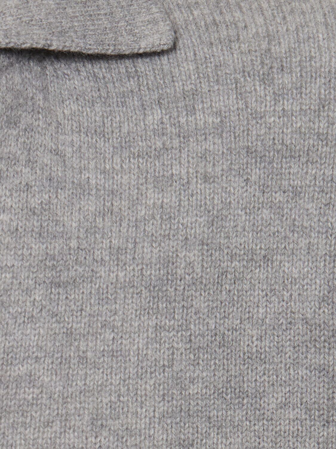 Shop Laneus Knitted Polo Sweater In Heather Grey