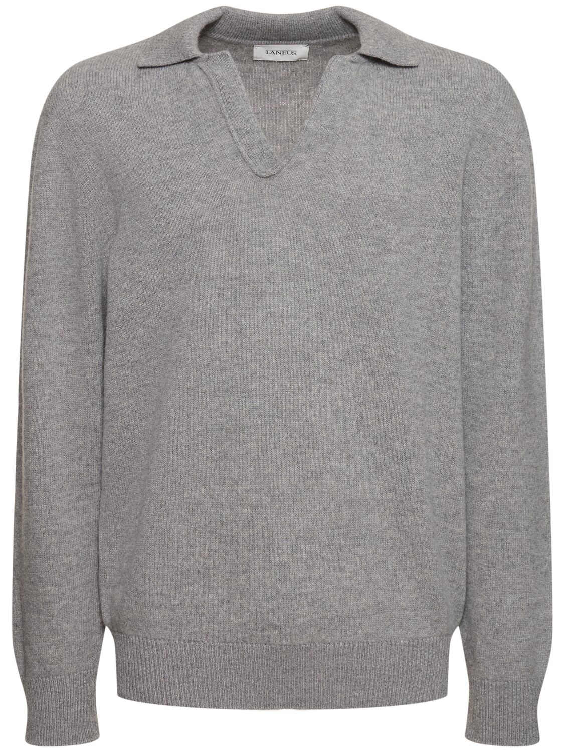 Laneus Knitted Polo Sweater In Gray