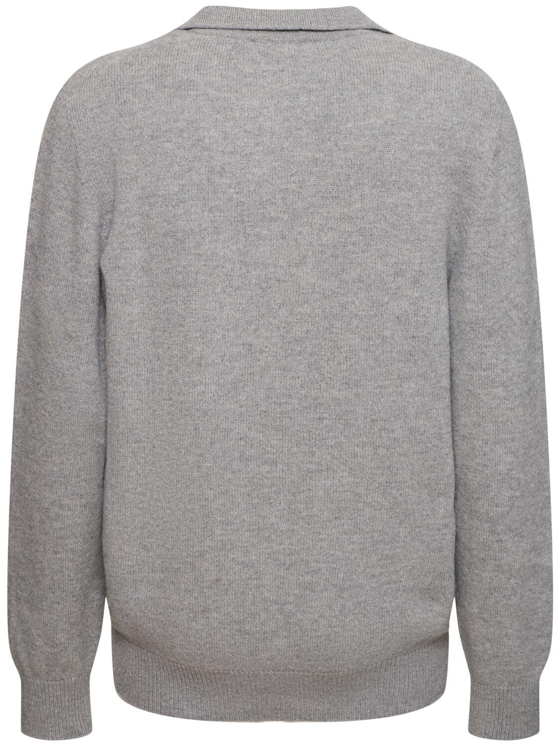 Shop Laneus Knitted Polo Sweater In Heather Grey