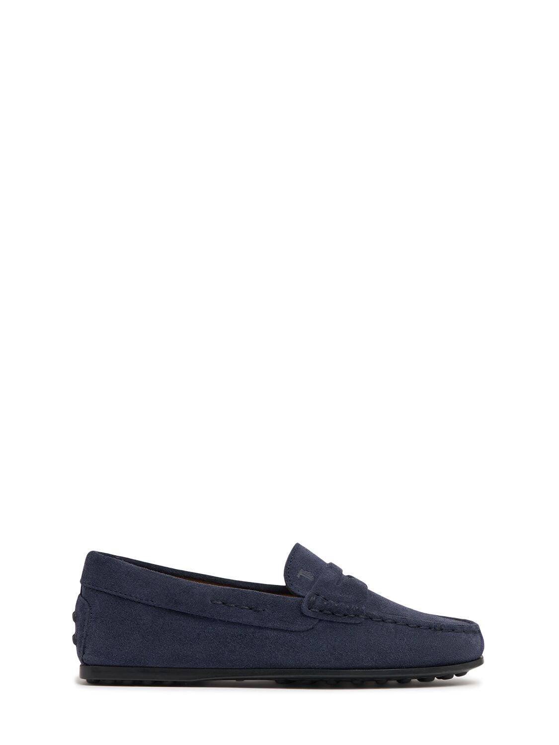 Tod's Junior City Gommino Suede Loafers In Blue