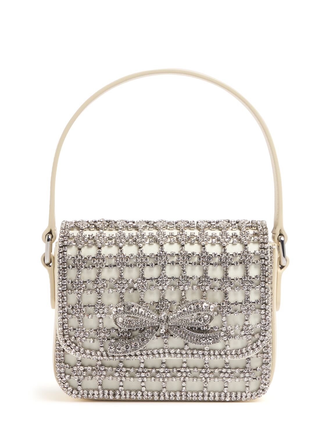 Self-portrait Micro Chainmail Crystal Top Handle Bag In Gold