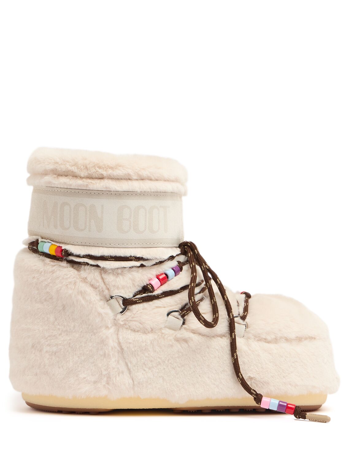 Shop Moon Boot Icon Synthetic S W/ Beads In Cream