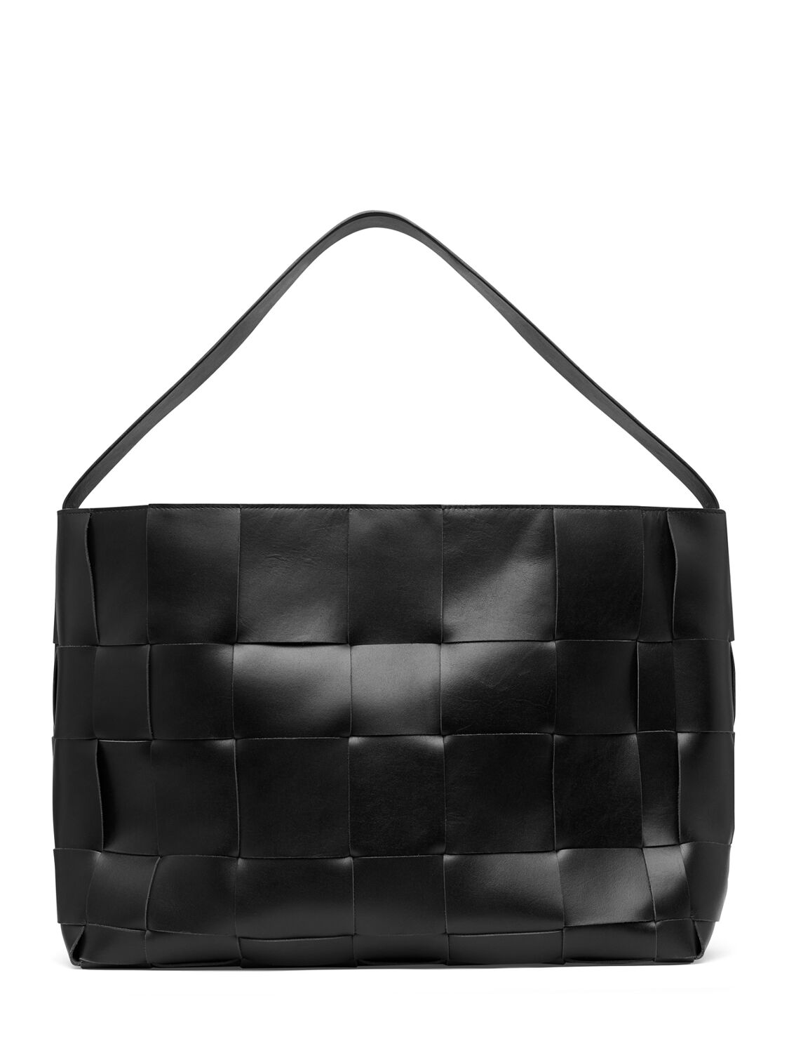 St.agni Large Woven Leather Tote Bag In Black