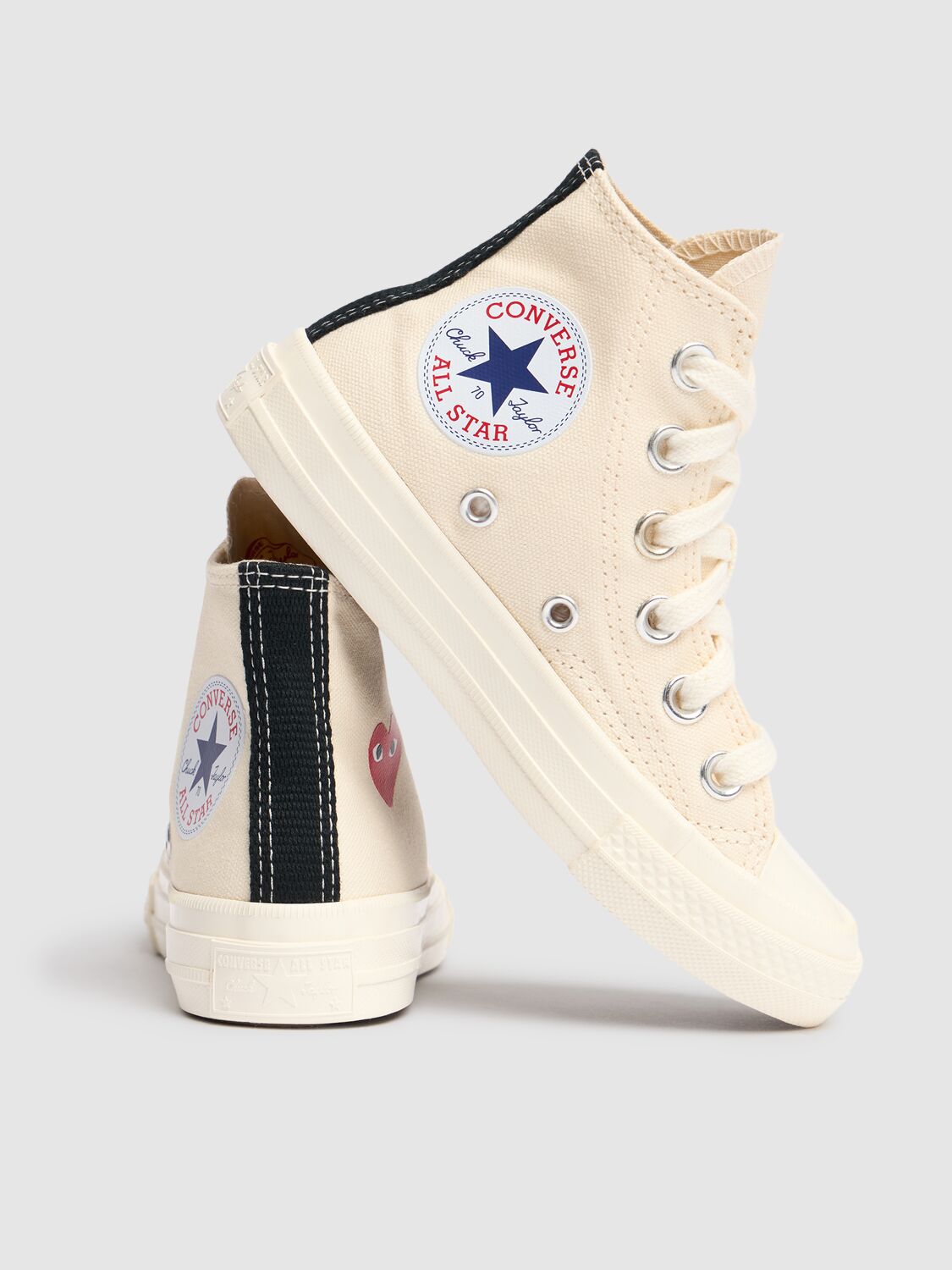 Shop Comme Des Garçons Play Play Converse Cotton High Sneakers In Beige