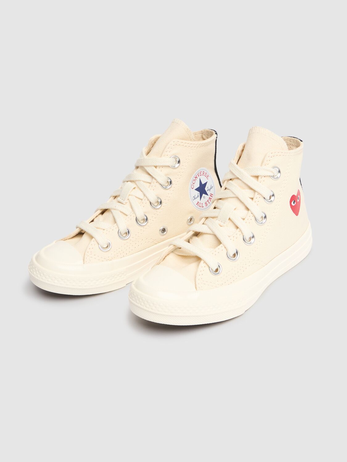 Shop Comme Des Garçons Play Play Converse Cotton High Sneakers In Beige