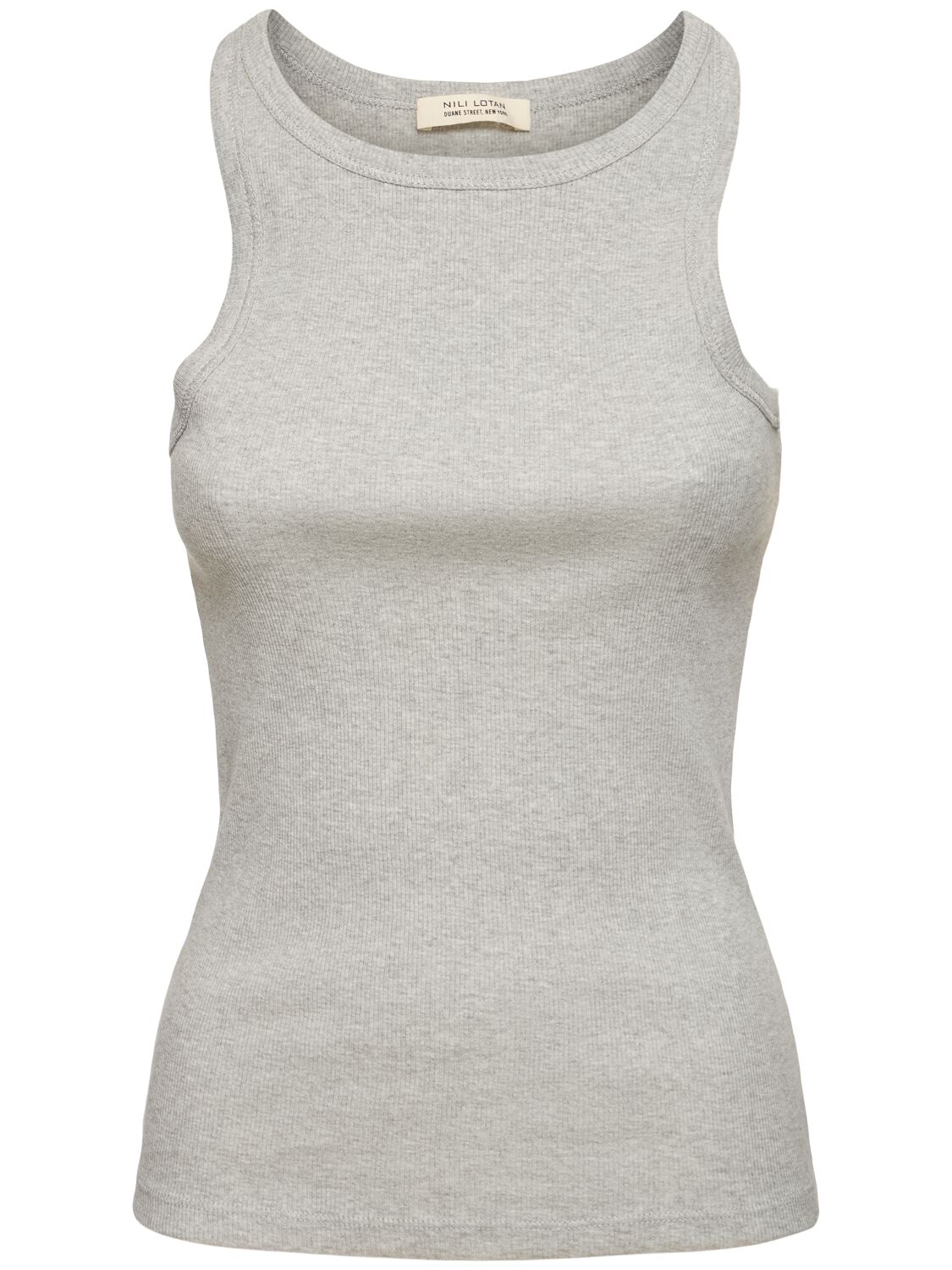 Nili Lotan Jennifer Ribbed Cotton Tank Top In Gray