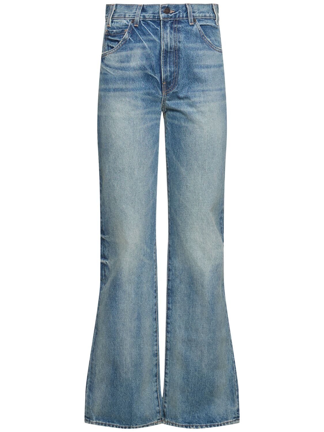 Nili Lotan Joan High Rise Flared Cotton Jeans In Blue