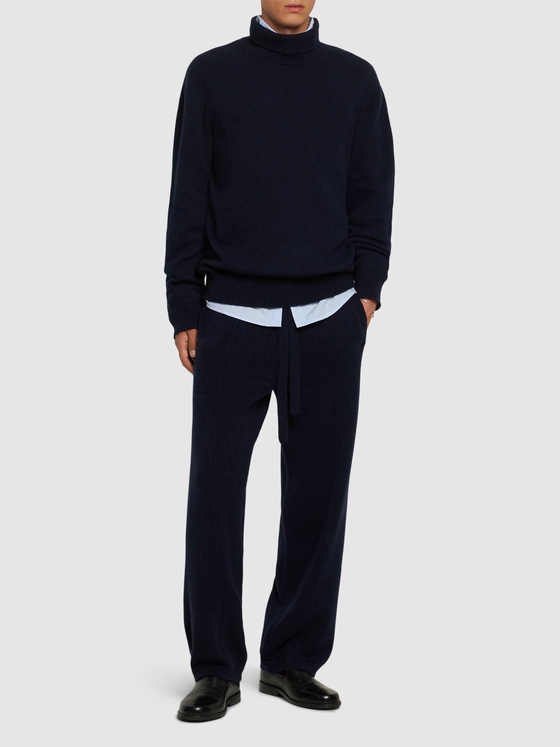 Shop Laneus Soft Cashmere Blend Pants In Blue