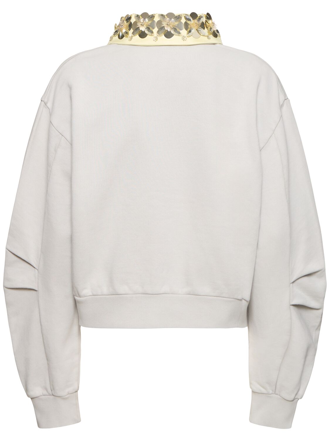 Shop Des Phemmes Embellished Cotton Jersey Sweatshirt In Grey/yellow