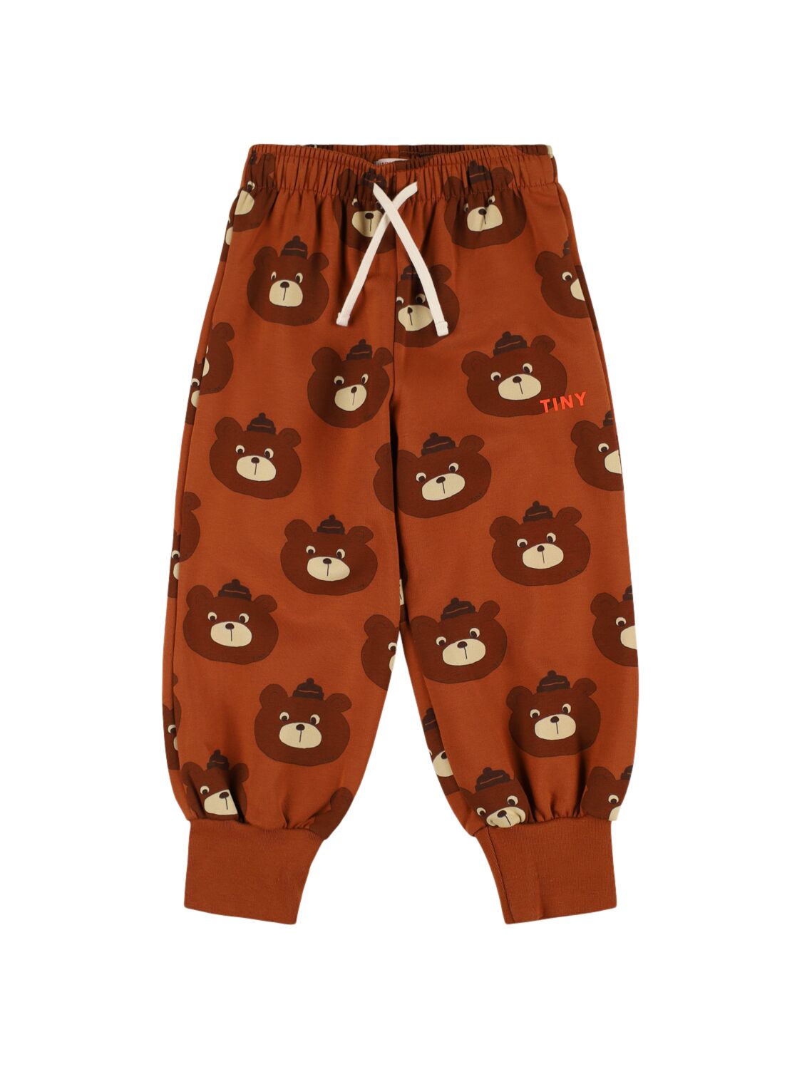 Tiny Cottons Kids' Bear Print Cotton Blend Sweatpants In Brown