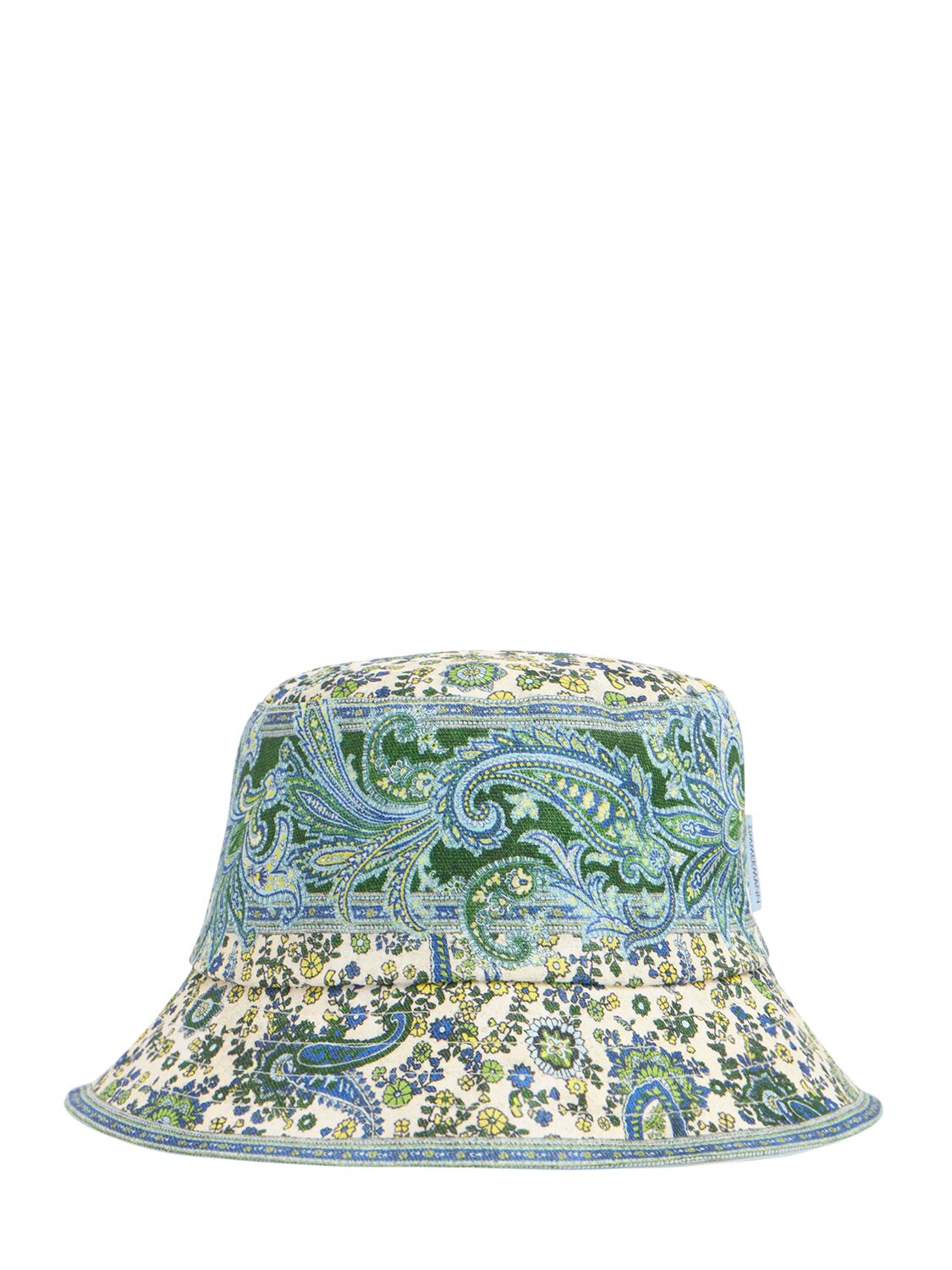 Shop Zimmermann Printed Canvas Bucket Hat In Green Paisley