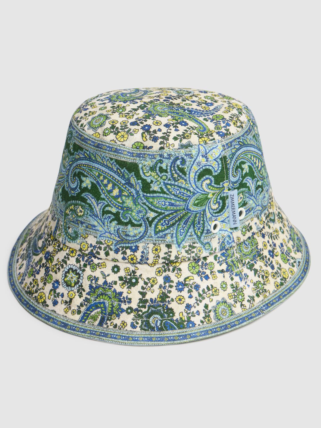 Shop Zimmermann Printed Canvas Bucket Hat In Green Paisley