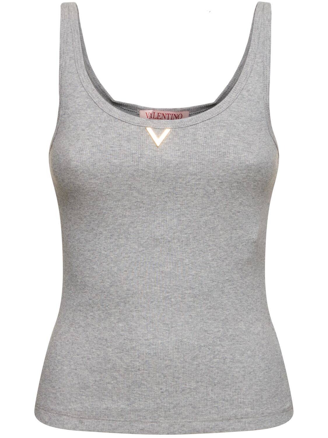 Valentino Vlogo Ribbed Tank Top In Grey