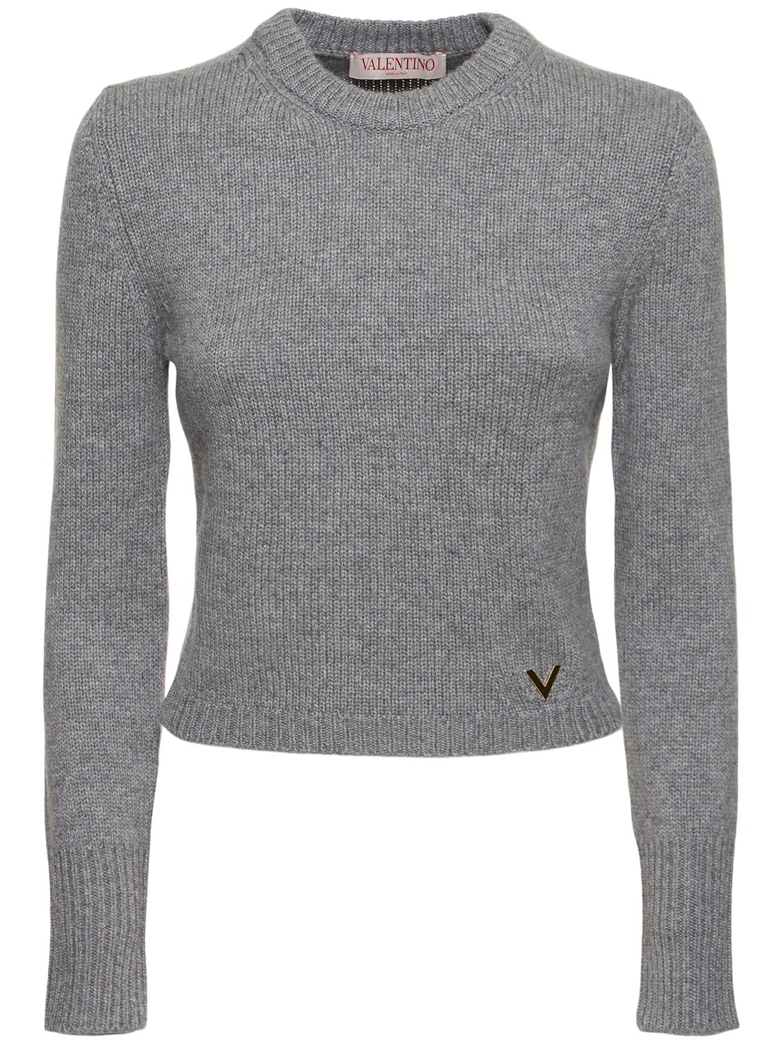 Valentino Cashmere Crewneck Sweater In Grey