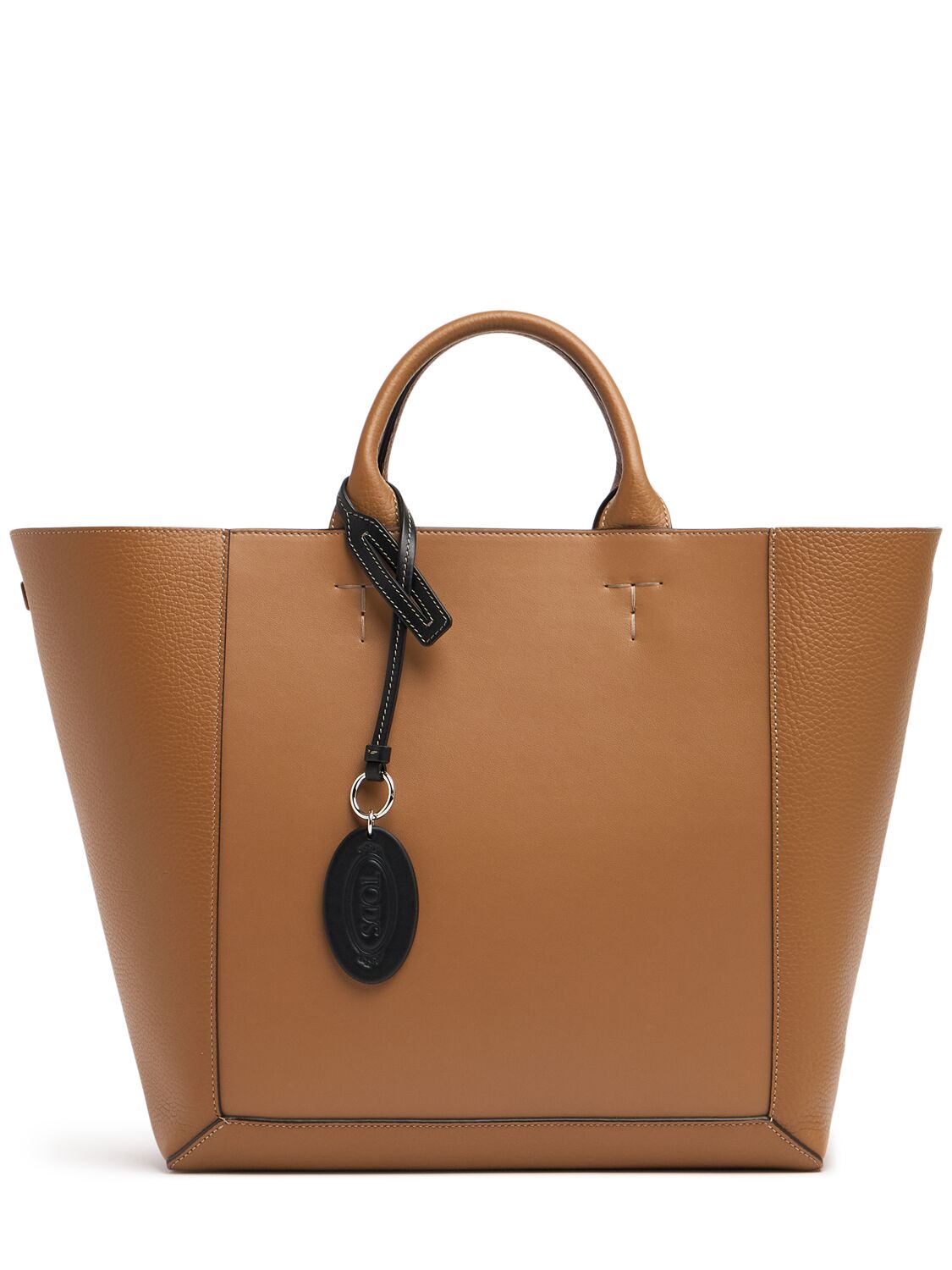 Tod's Medium Cln Leather Tote In Biscotto/nero