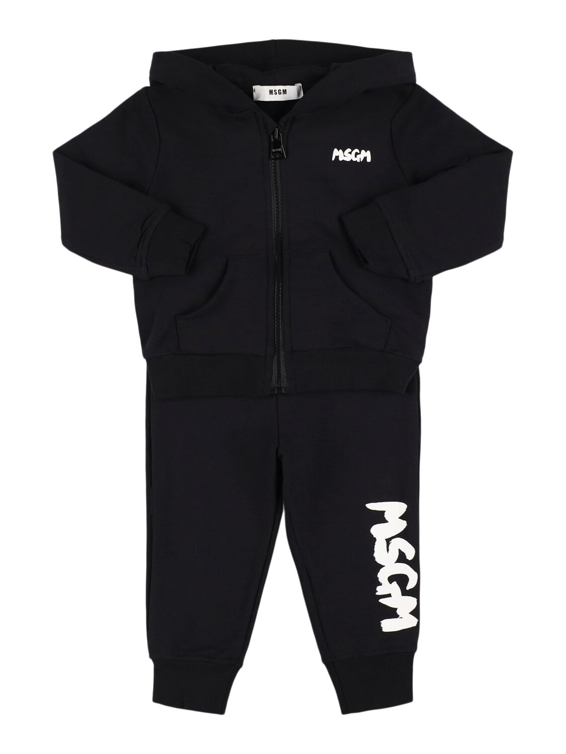 Msgm Cotton Blend Sweatshirt & Sweatpants In Black