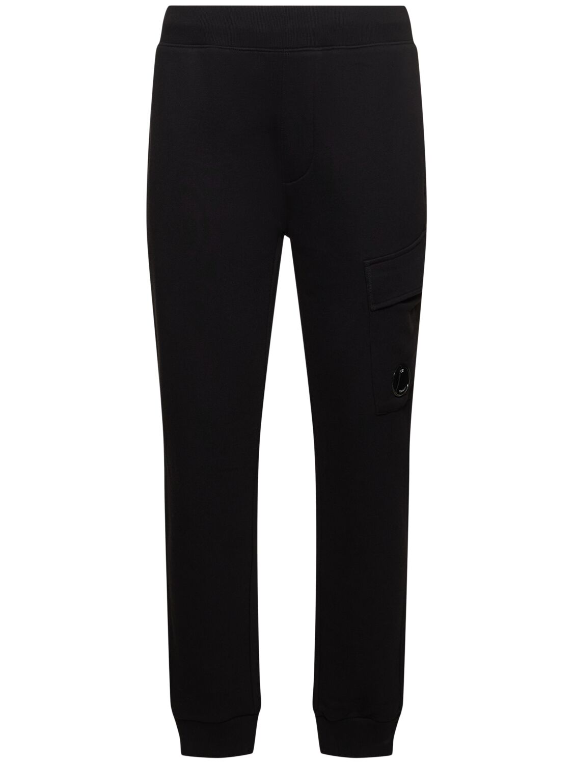 C.p. Company Diagonal Raised Fleece Cargo Sweatpants In Black