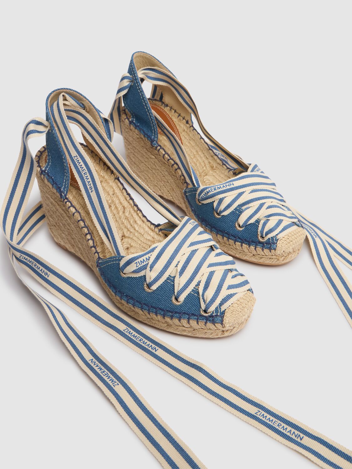 Shop Zimmermann 95mm Sol Denim Wedge Espadrilles