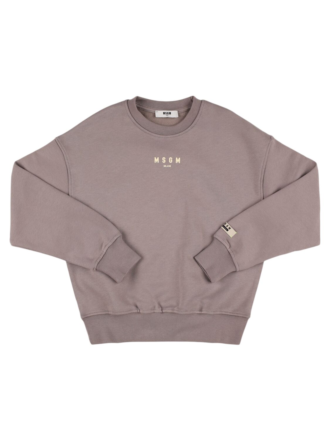 Msgm Printed Cotton Sweatshirt In Beige