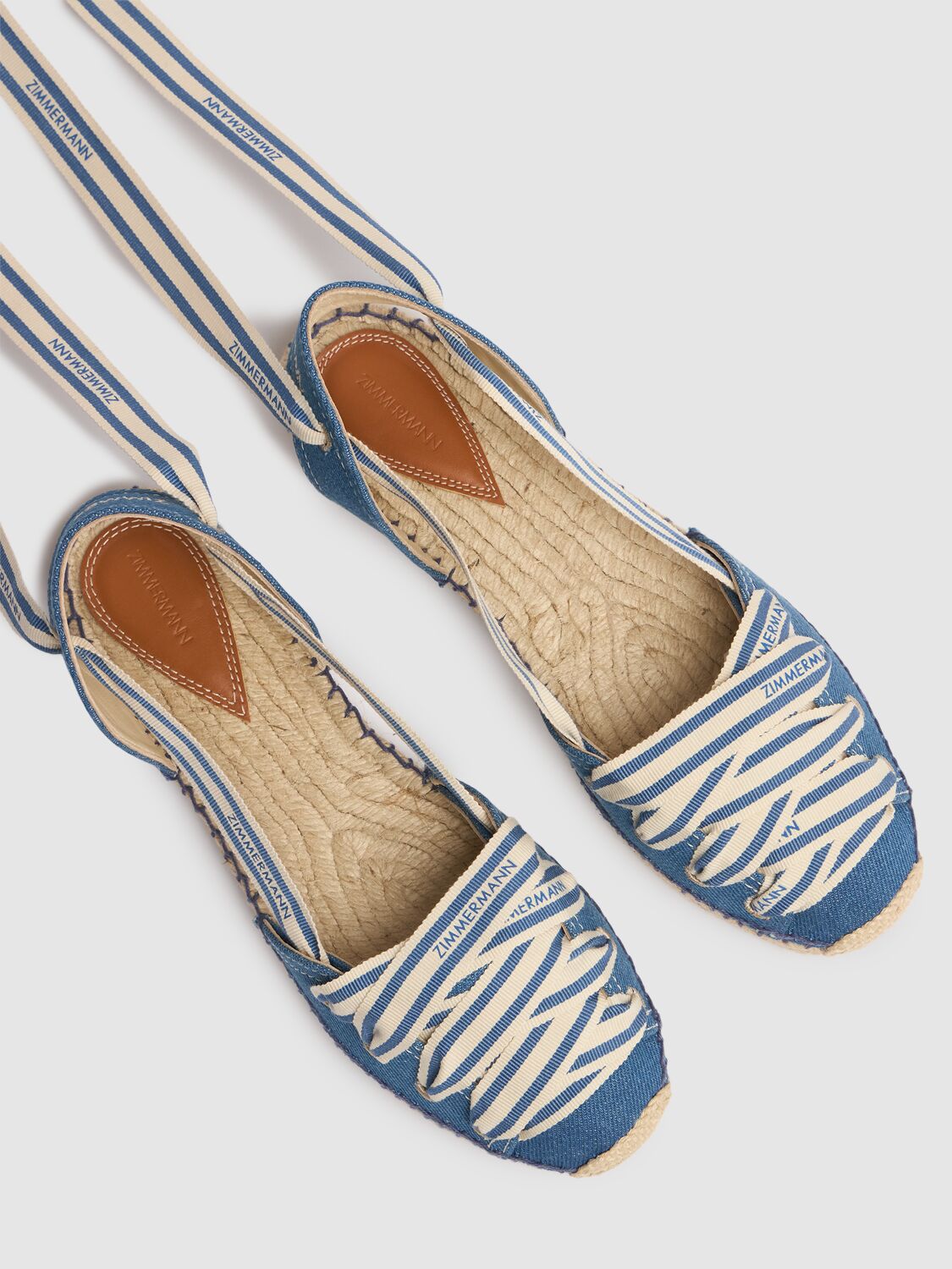 Shop Zimmermann 10mm Sol Flat Espadrilles In Blue Den