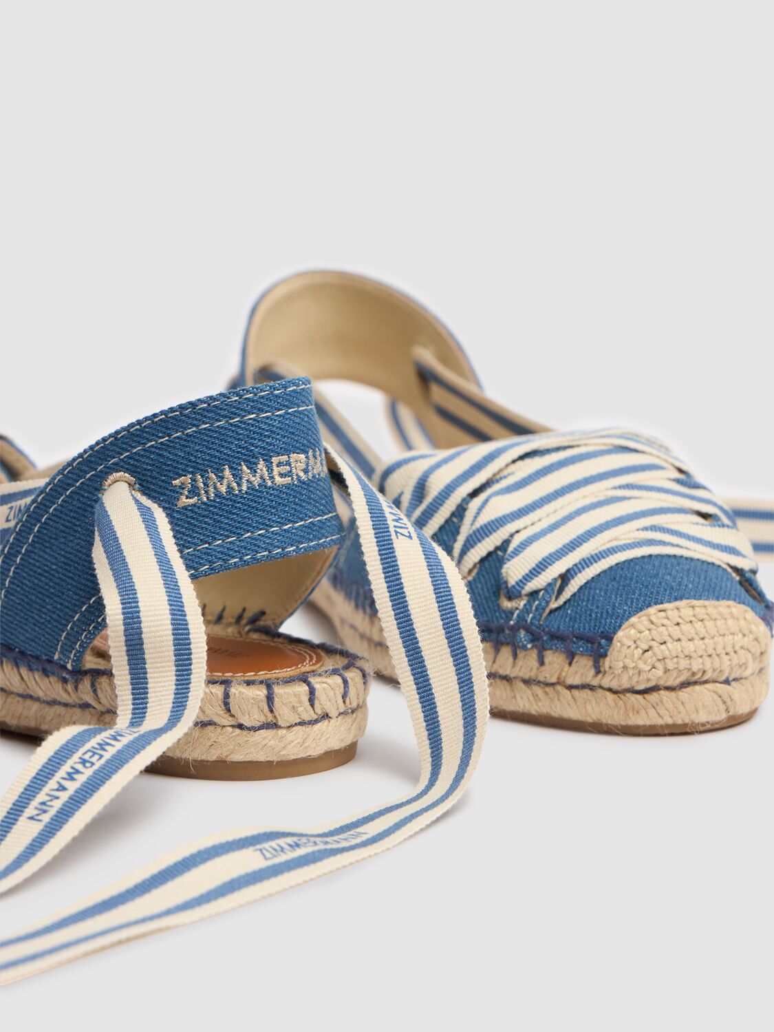 Shop Zimmermann 10mm Sol Flat Espadrilles In Blue Den