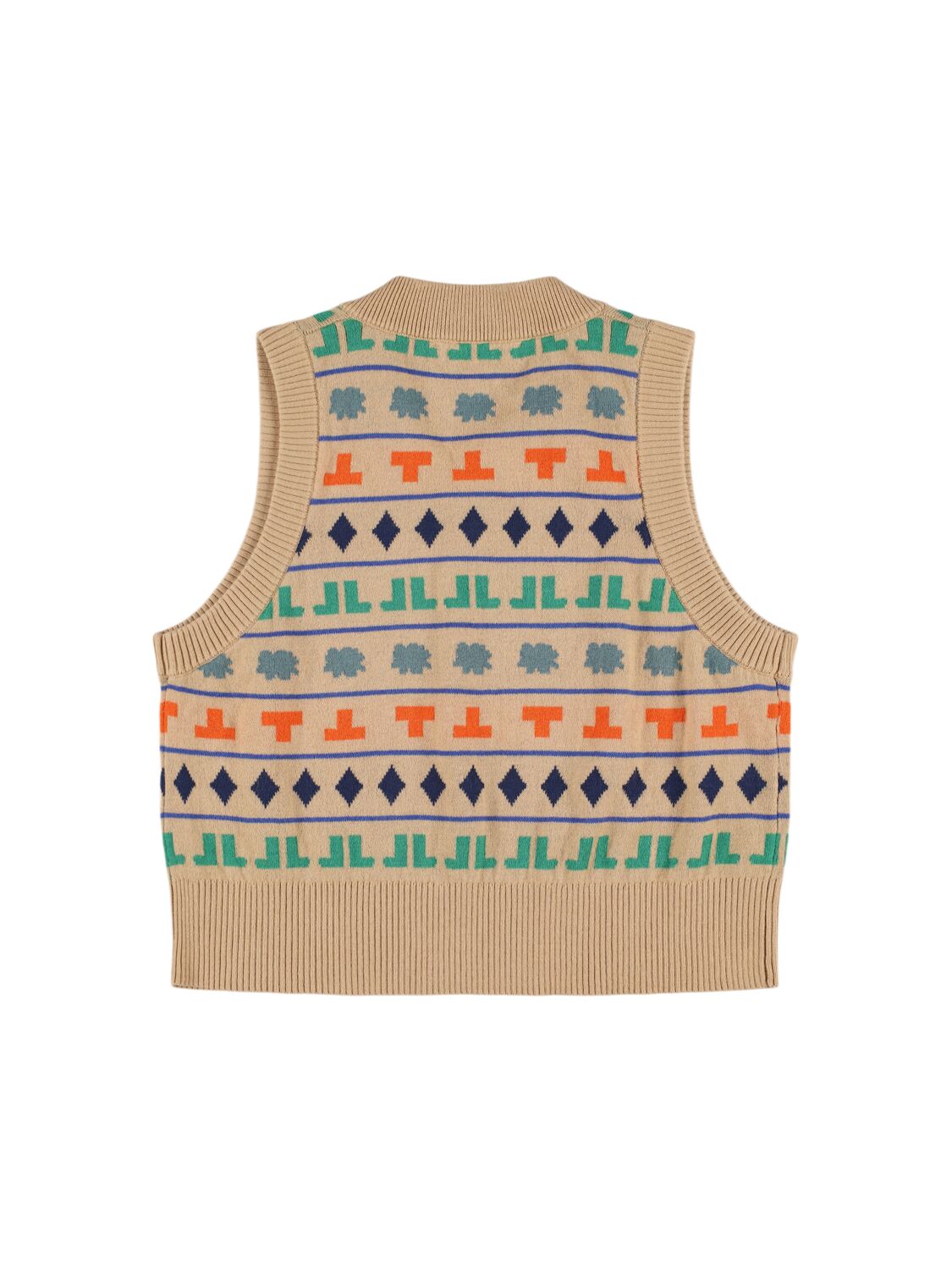 Shop Tiny Cottons Cotton & Wool Knit Vest In Beige