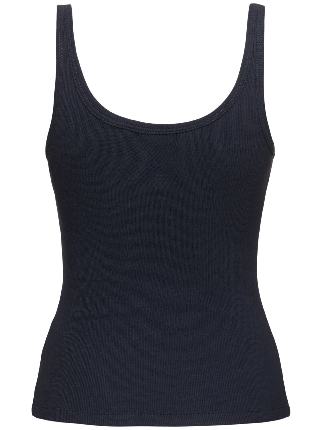 Shop Valentino Ribbed Jersey Logo Tank Top In Navy