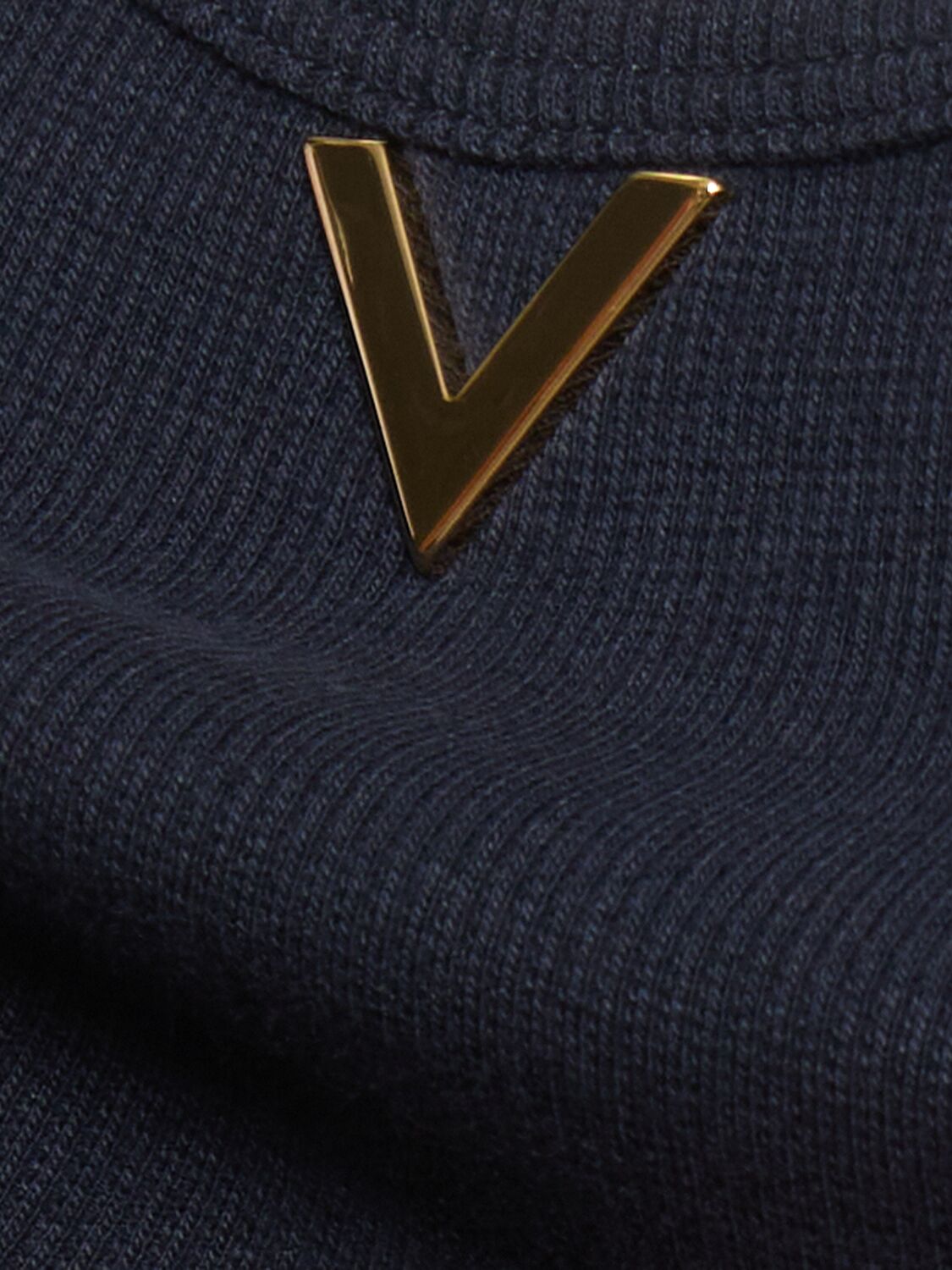 Shop Valentino Ribbed Jersey Logo Tank Top In Navy