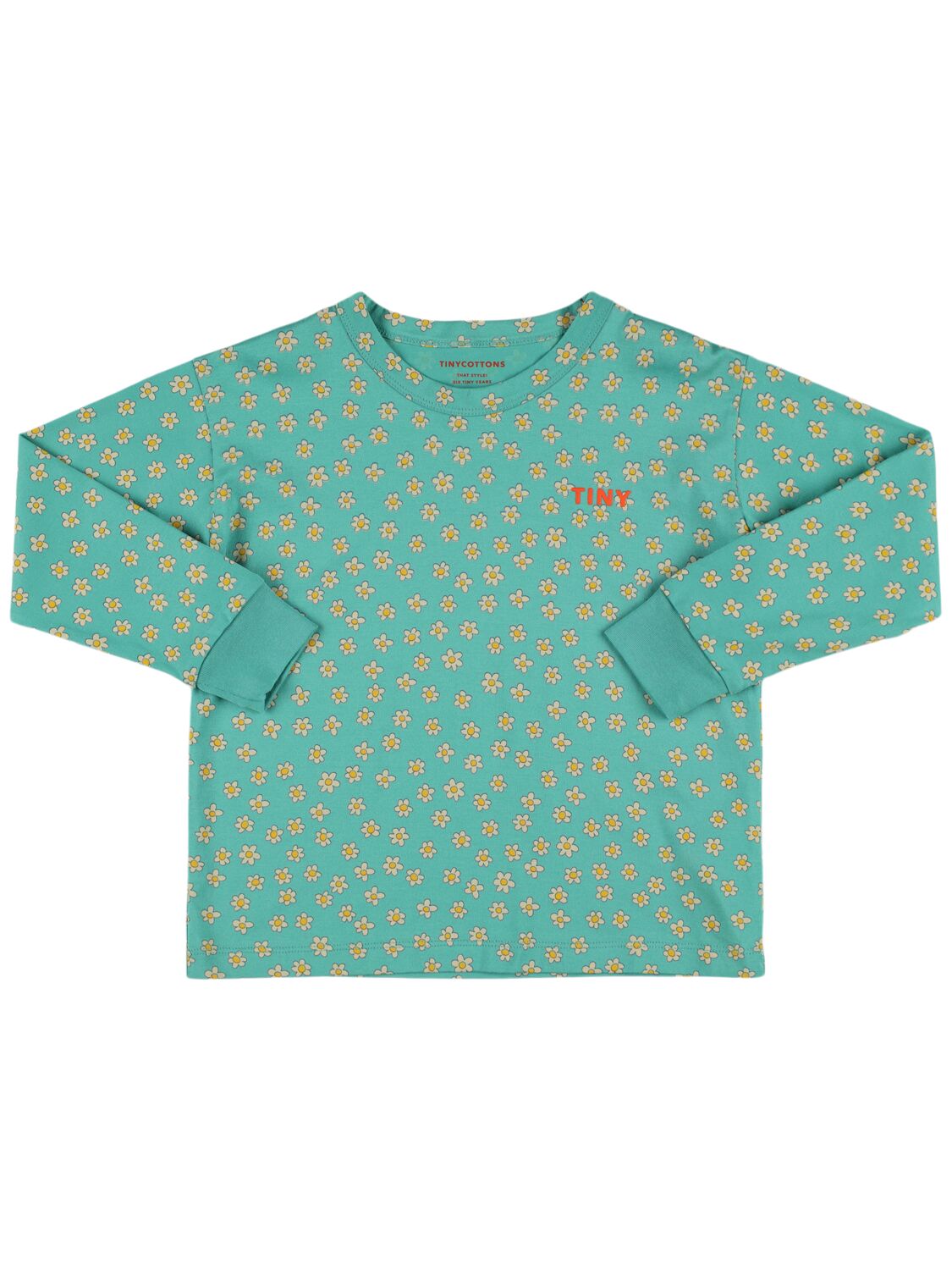 Tiny Cottons Daisy Print Cotton Bodysuit In Green