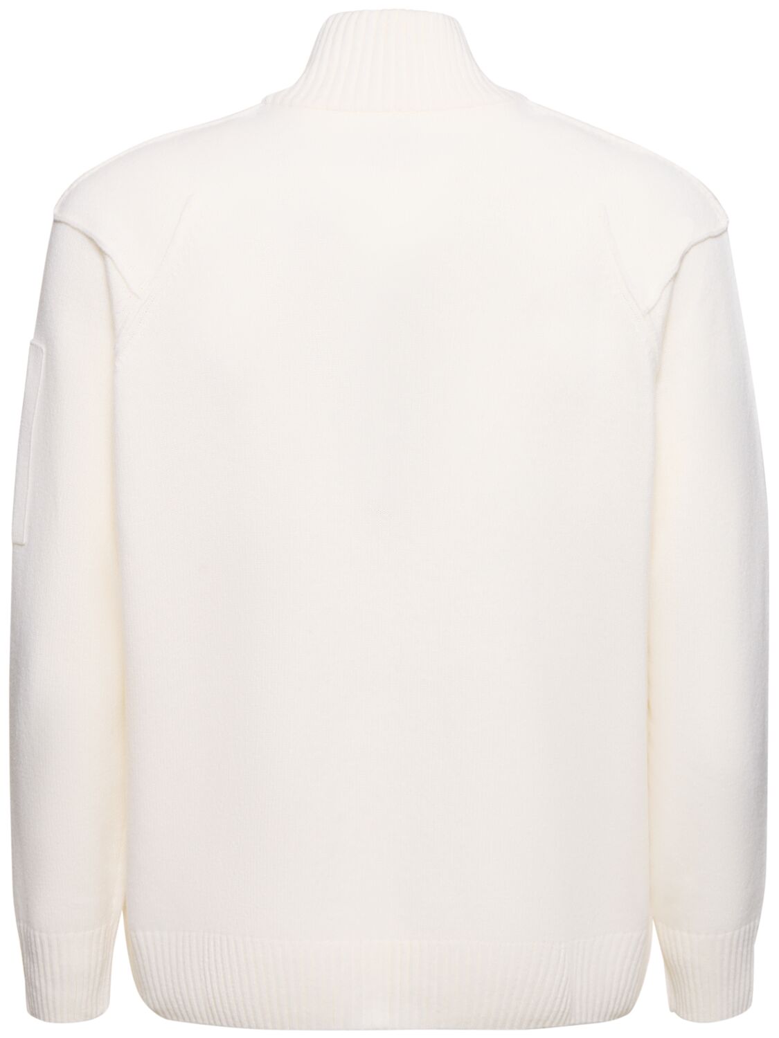 Shop C.p. Company Lambswool Grs Zipped Cardigan In Gauze White