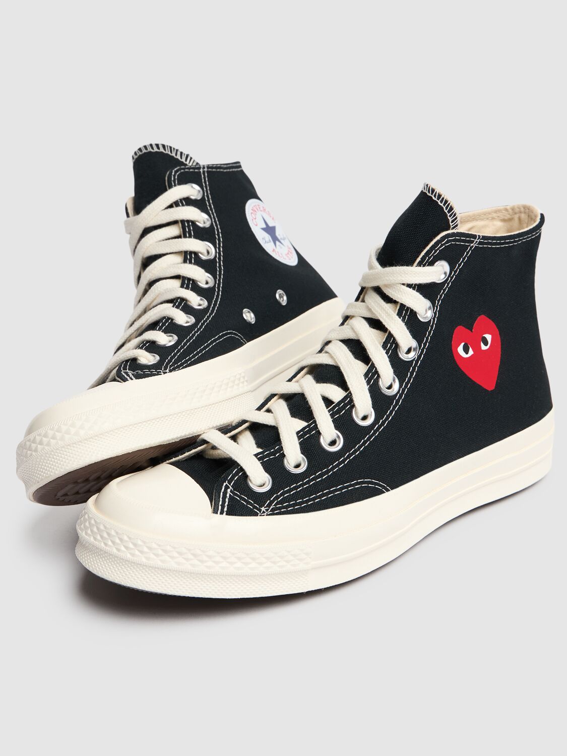 Shop Comme Des Garçons Play 20mm Play Converse Cotton Sneakers In Black