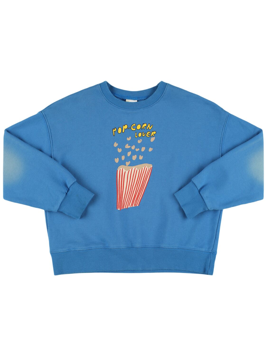 Jellymallow Printed Cotton Crewneck Sweatshirt In Blue